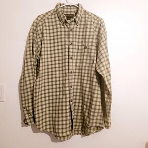 Timberland Men's WeatherGear Green/Tan Plaid Button Down Long Sleeve Shirt Large
